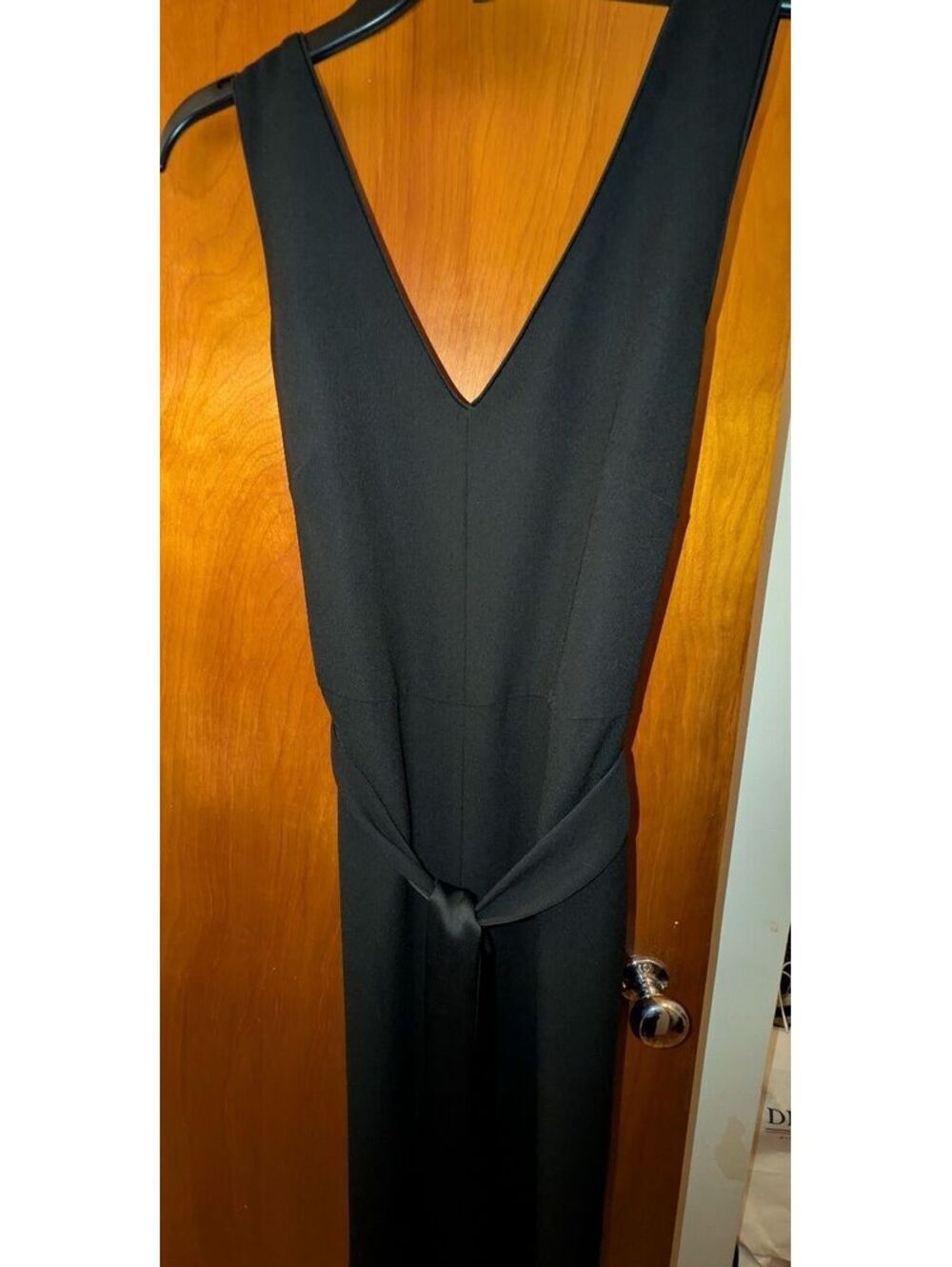 White House Black Market Women's Black One Piece Jumpsuit w/ Sash Belt Size 8